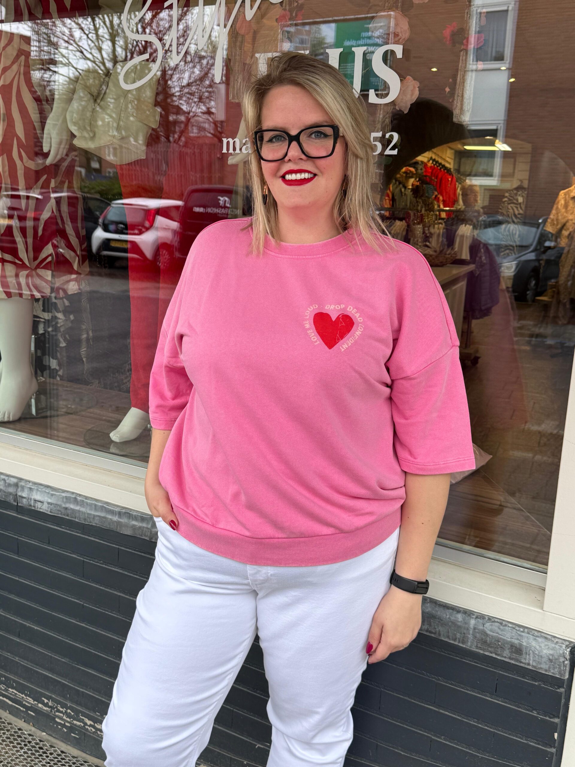 Only Carmakoma Trui Roze korte mouwe