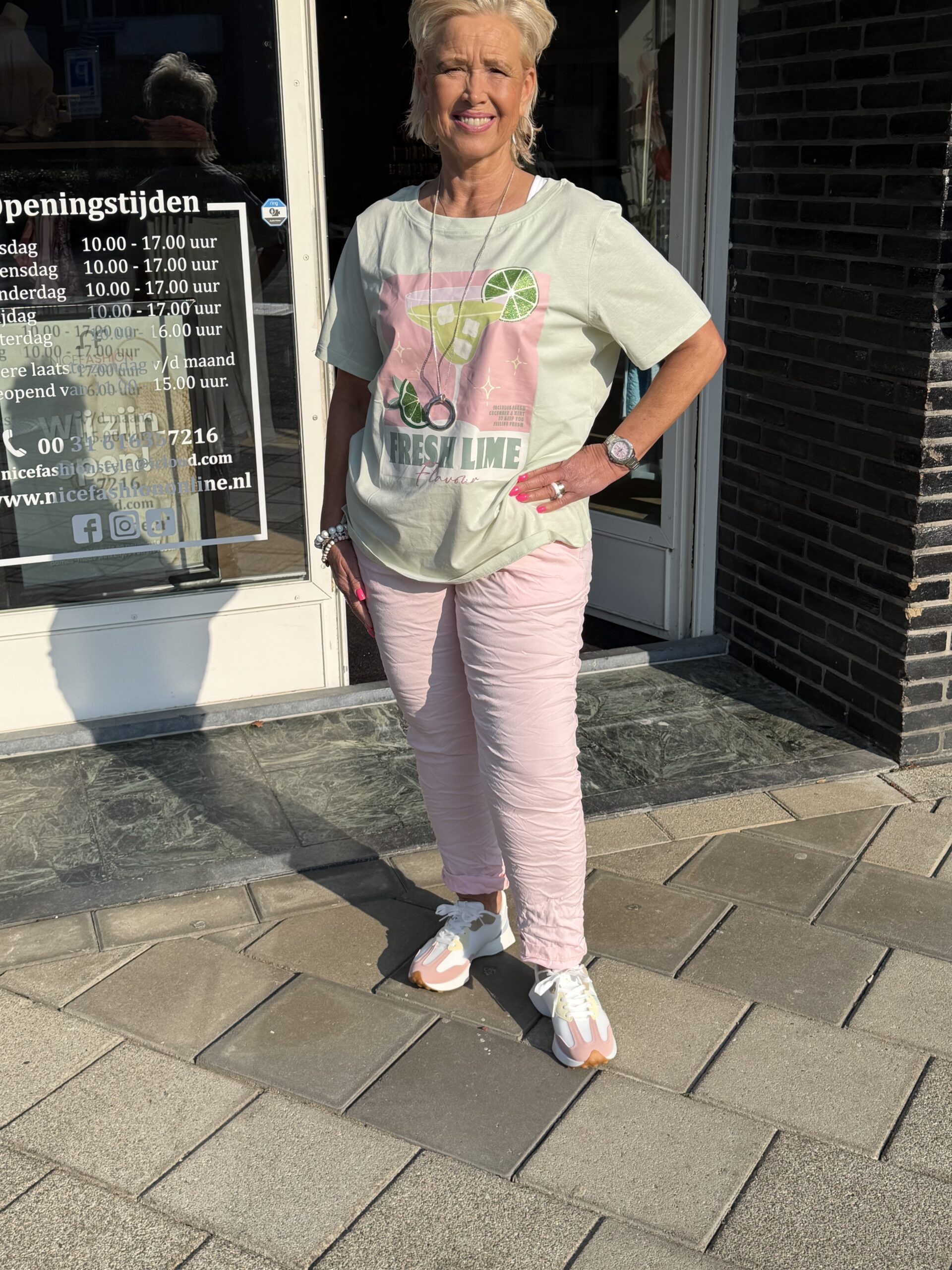 NF Stretch broek roze plus size