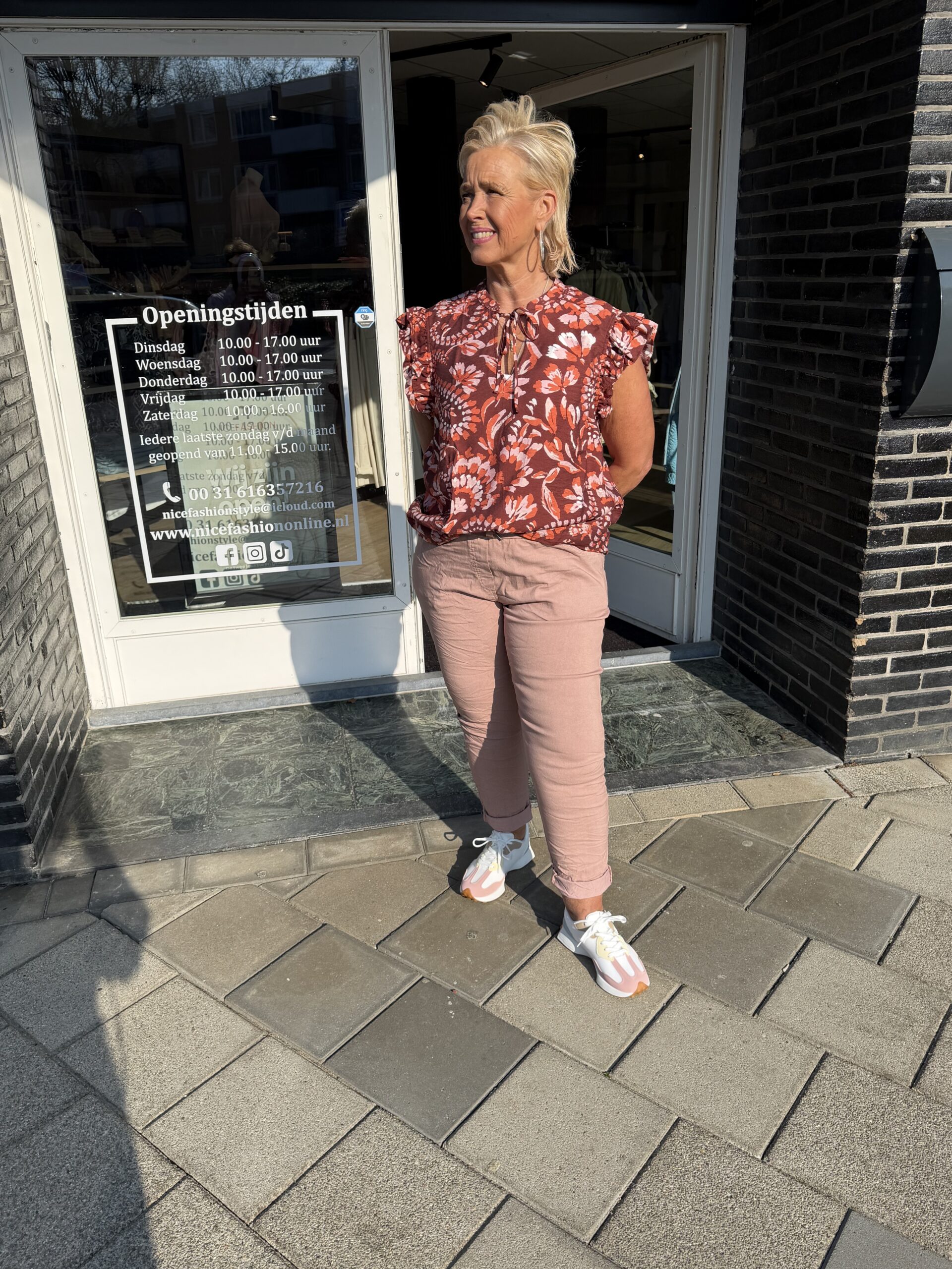 NF Stretchbroek oud roze plus size