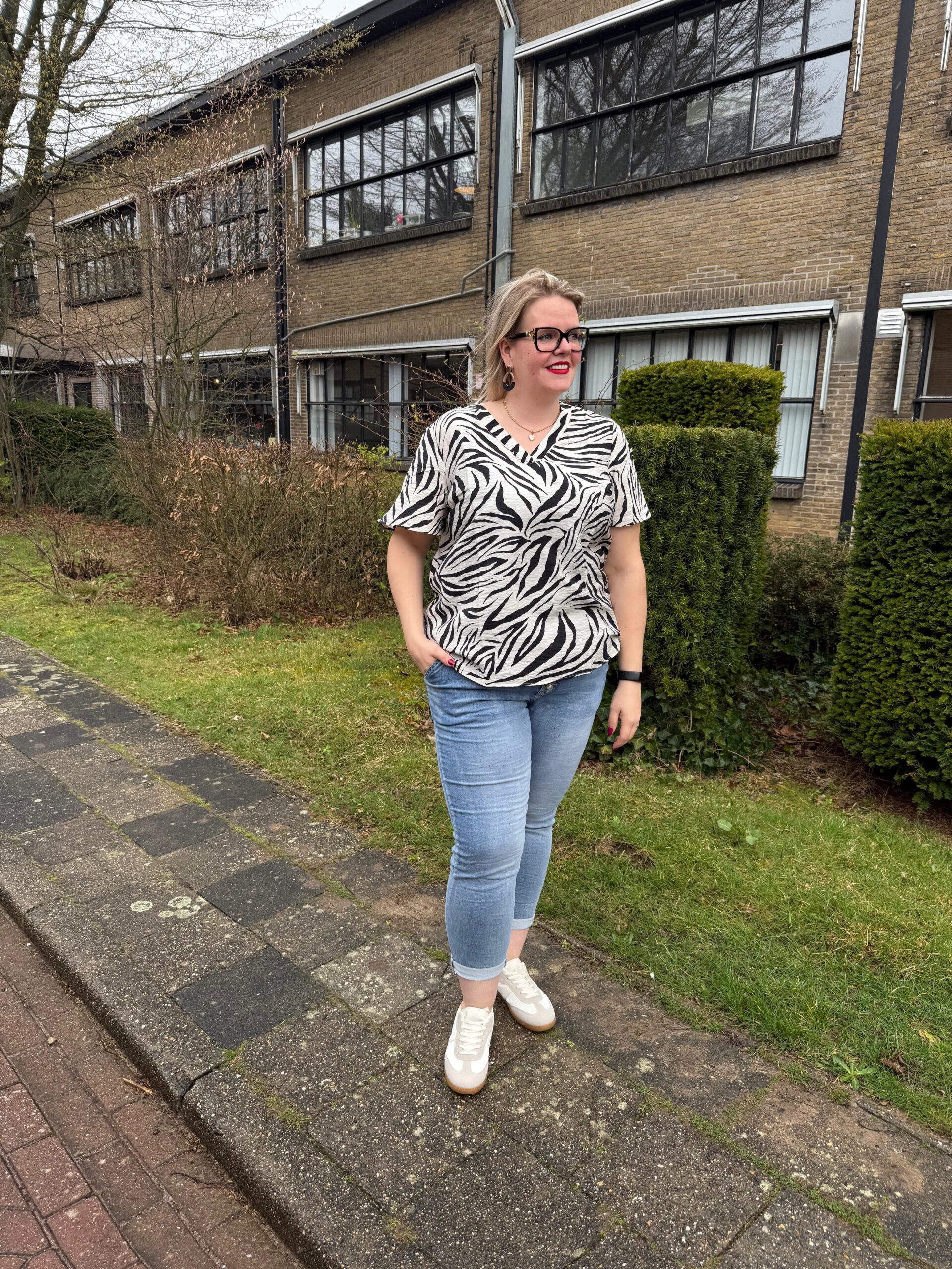 Vero Moda Curve Top Print beige