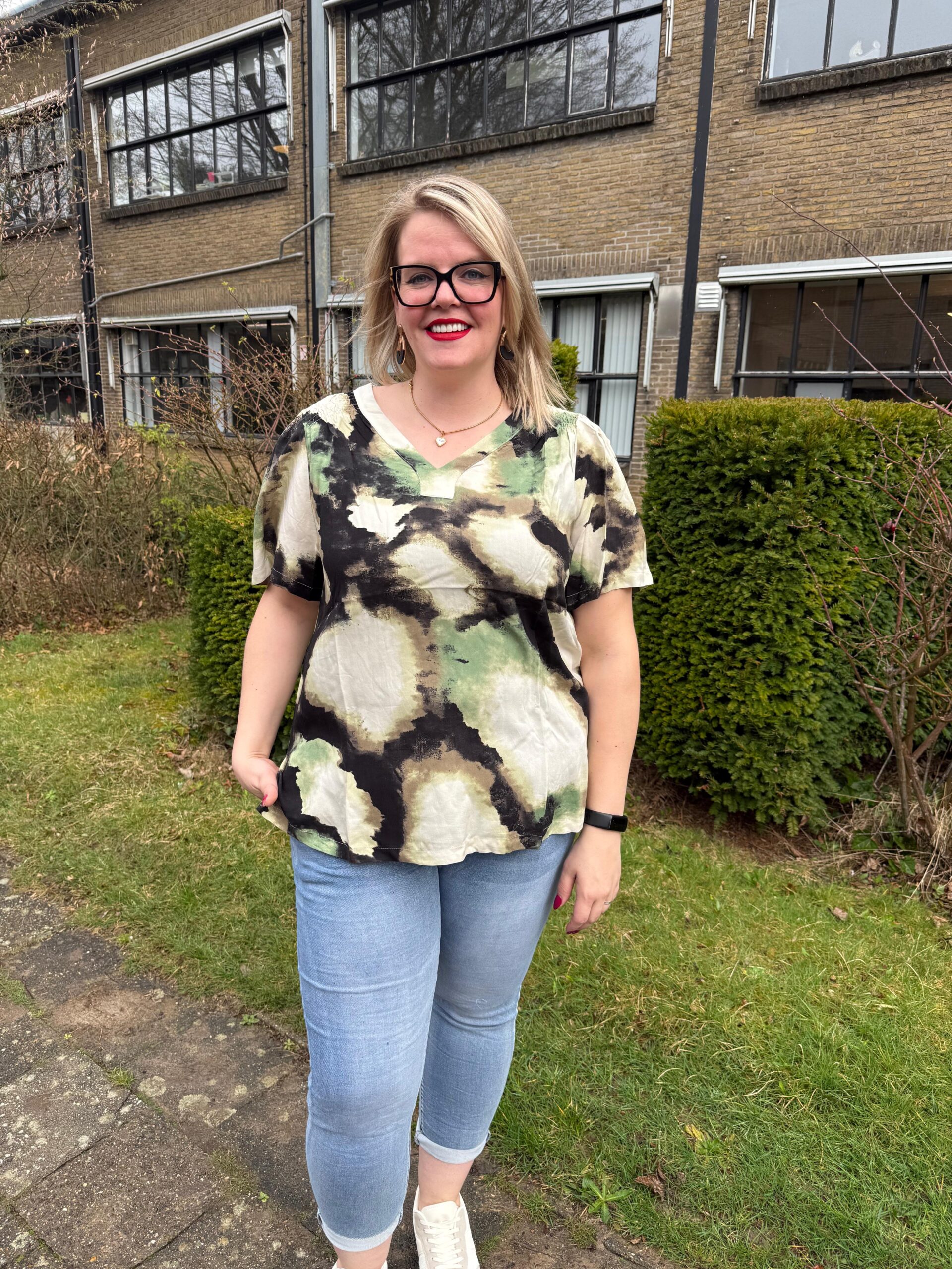 Only Carmakoma Top Print groen