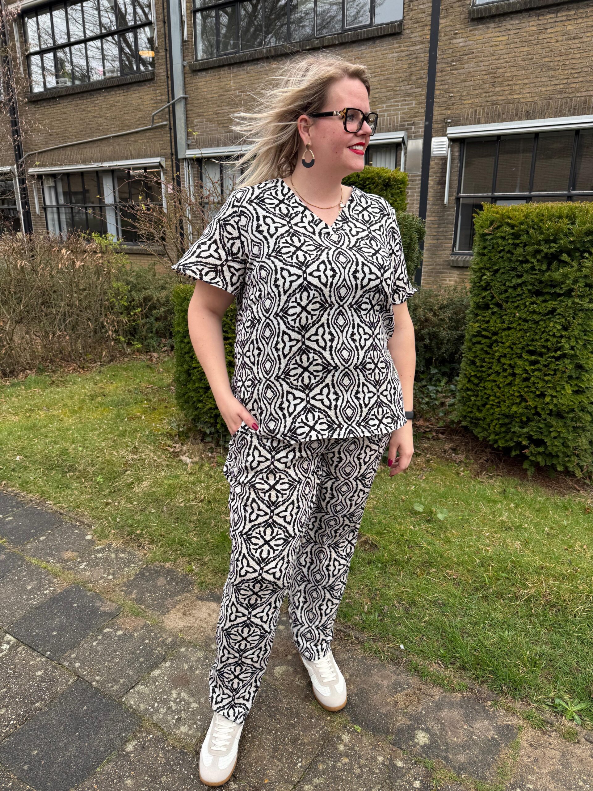 Vero Moda Curve Top print zwart beige