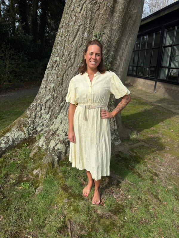 NF Broderie jurk geel