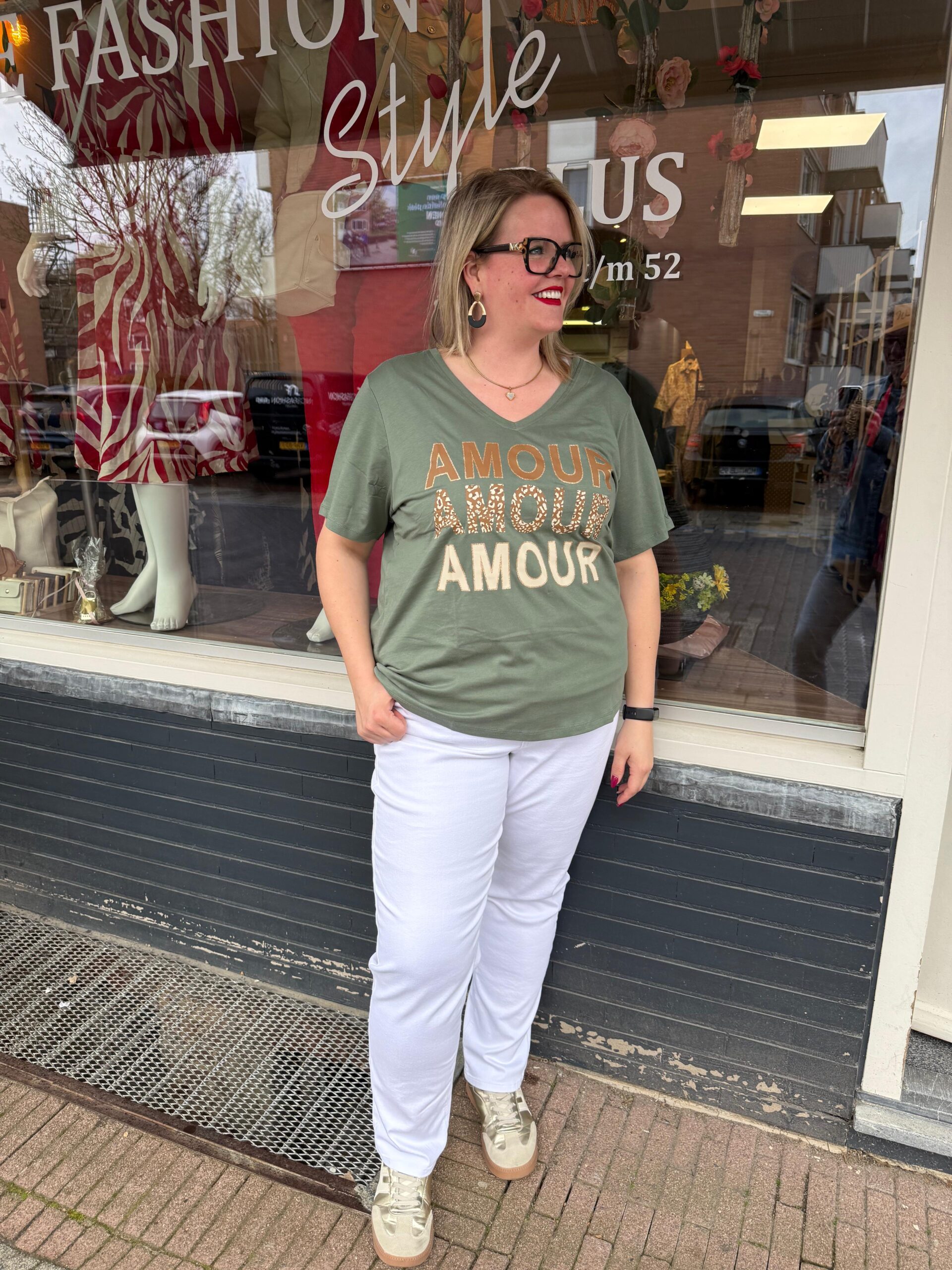 Only Carmakoma T-shirt amour groen