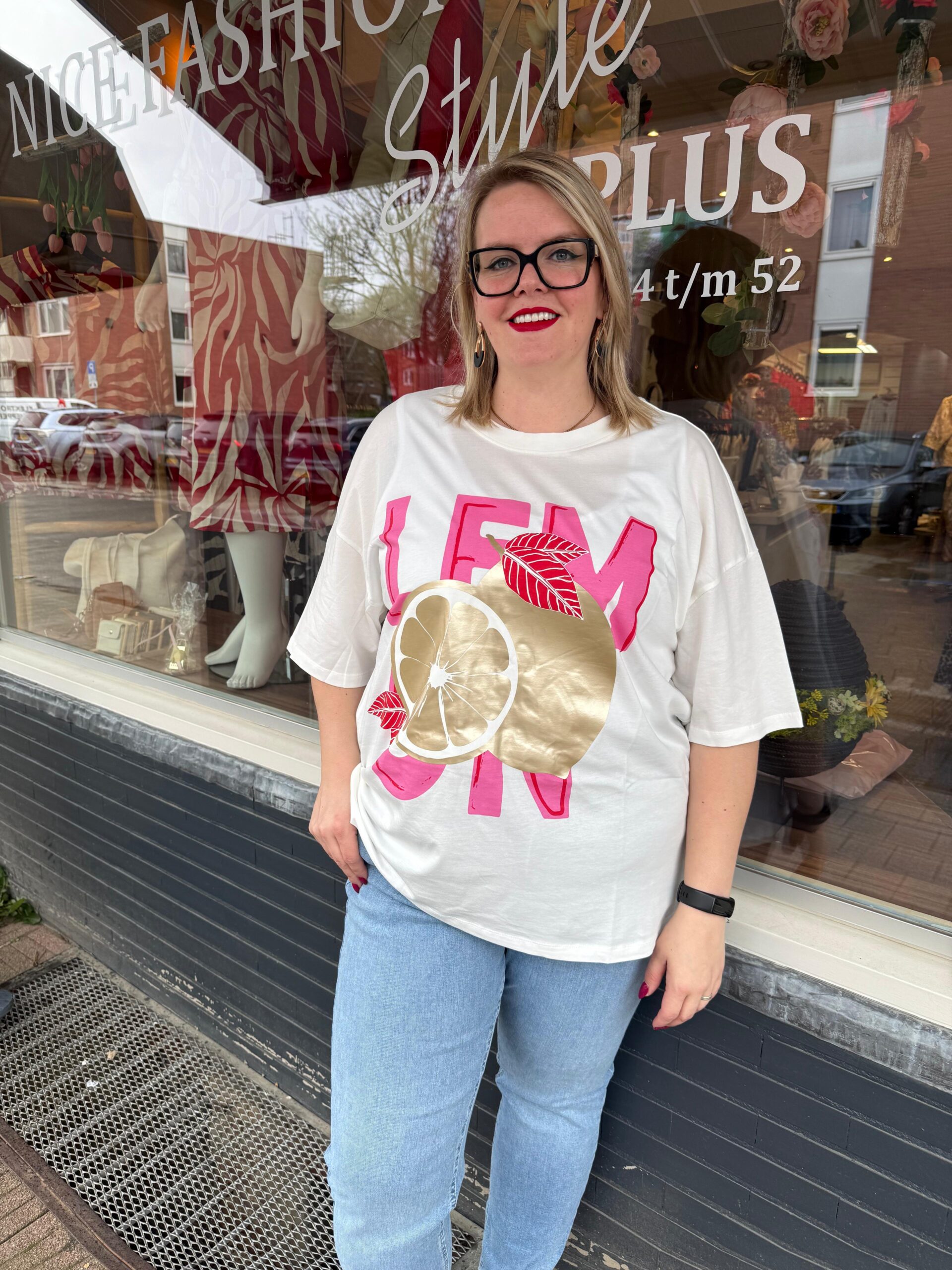 Only Carmakoma T-shirt wit lemon