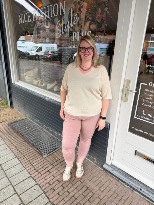 Triple Nine Vleermuis Trui beige glitter