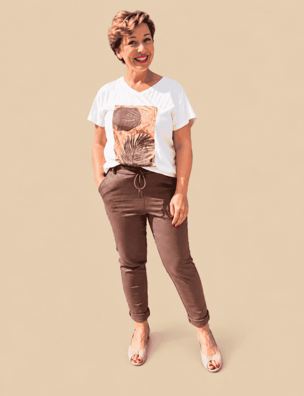 NF Wit shirt - bruine print
