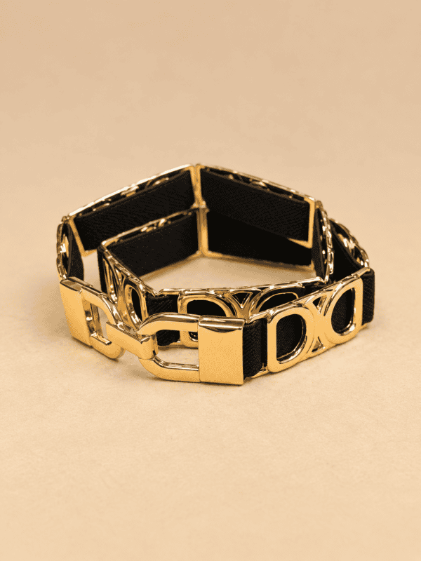 NF Smalle Elastische Riem - met goudkleurige schakeldetails 